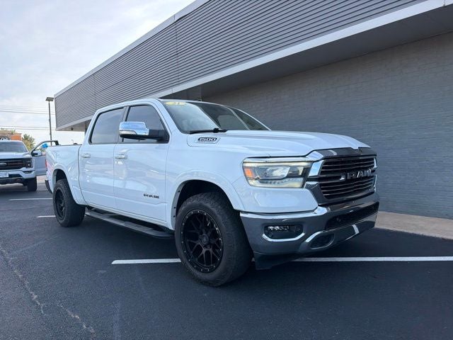 2021 RAM 1500 Laramie in Bright White Clearcoat — front three-quarter view