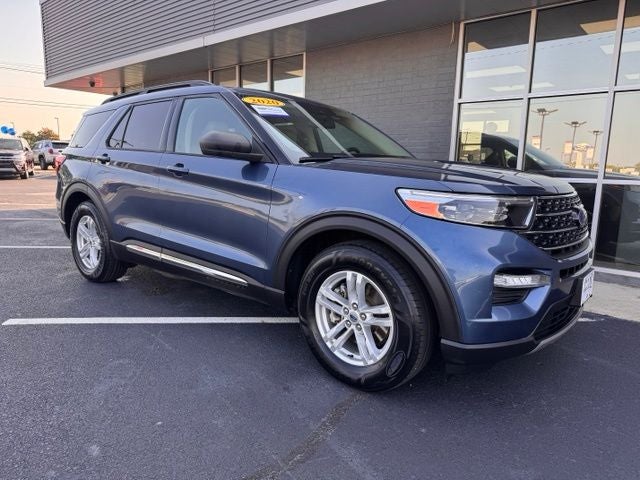 2020 Ford Explorer XLT in Blue Metallic — front three-quarter view