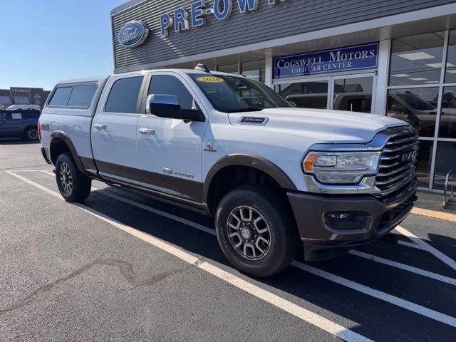 2020 RAM 2500 Laramie Longhorn in Bright White Clearcoat — front three-quarter view